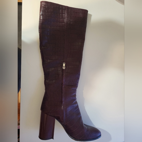 Coach Brigitte Boot Croc Embossed Knee High Boots Size 10 - Picture 1 of 12